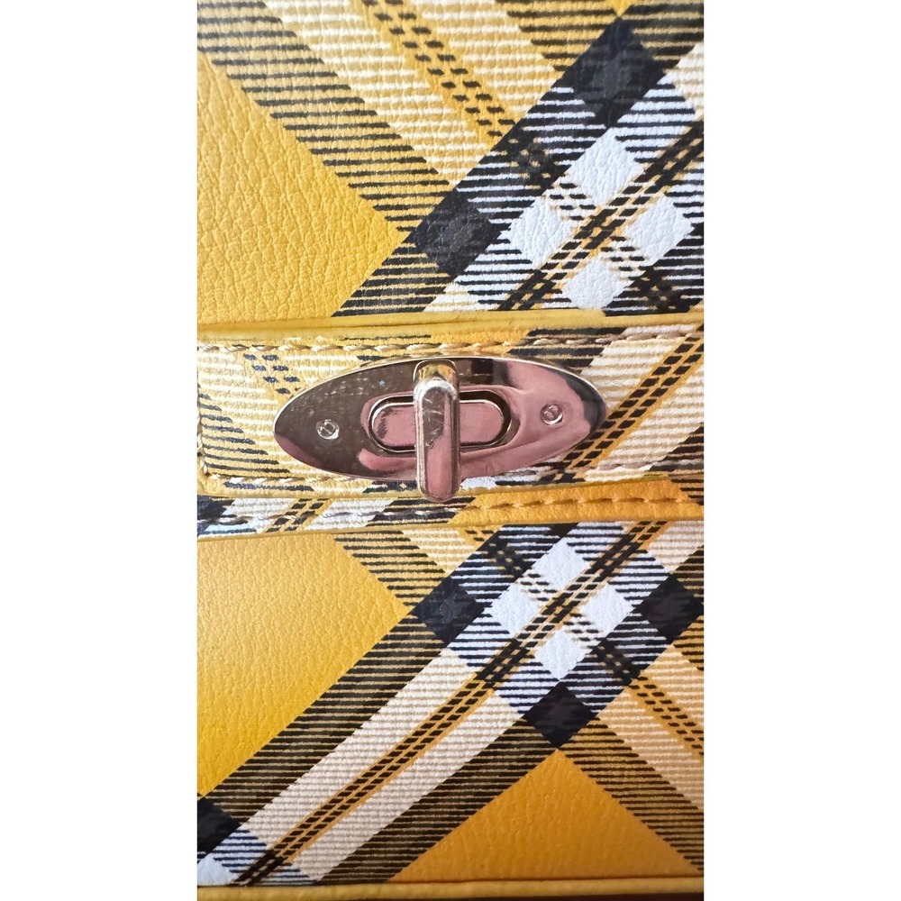 Madden NYC Taxi Yellow Plaid Crossbody TopHandle Chain Strap EUC 8.25x6.25x2.5" - Picture 4 of 11